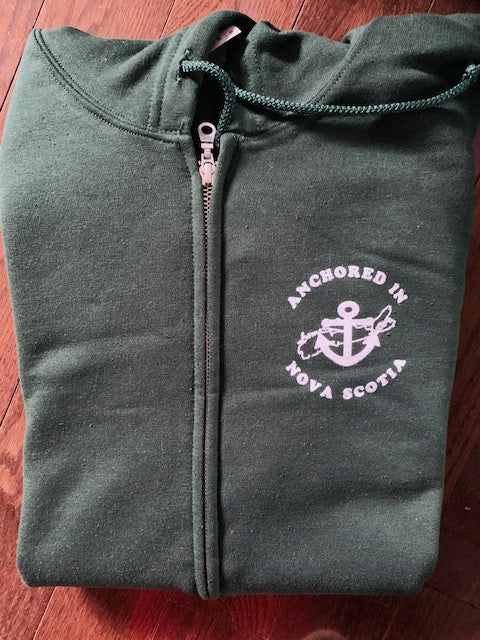 Adult Unisex Zippered Hoodie: Forest Green