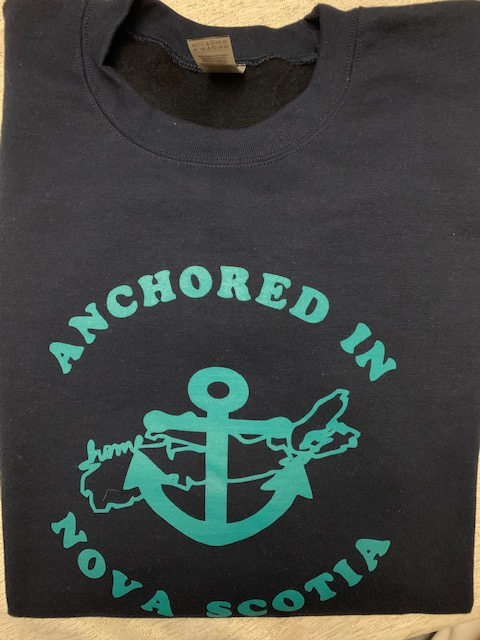 Adult Unisex Crewneck: Navy Teal Print